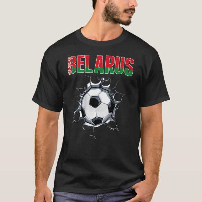 Belarus Soccer Fans - Belarusian Football In Crack T-Shirt (Front)
