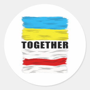 Belarus Supports Ukraine Stop War Together Classic Round Sticker