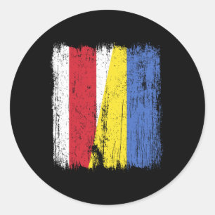Belarus Ukraine Half Flag Belarusian Ukrainian Her Classic Round Sticker