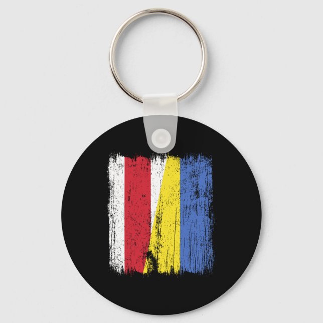 Belarus Ukraine Half Flag Belarusian Ukrainian Her Key Ring (Front)