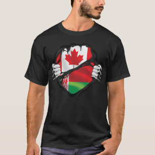 Belarusian Canadian Hands Ripped Roots Flag T-Shirt