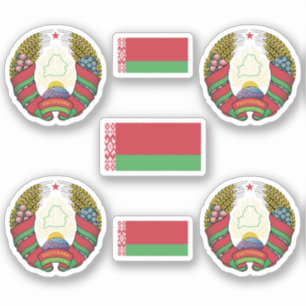 Belarusian coat of arms and flag Sticker