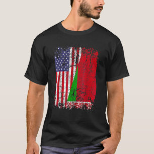 BELARUSIAN ROOTS Half American Flag BELARUS FLAG T-Shirt