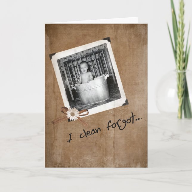 Belated Birthda-baby in old wash tub Card (Front)