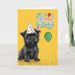 Belated Birthday Affenpinscher Dog in a Party Hat Card