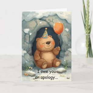 Belated Birthday Bear Hibernation Apology Card