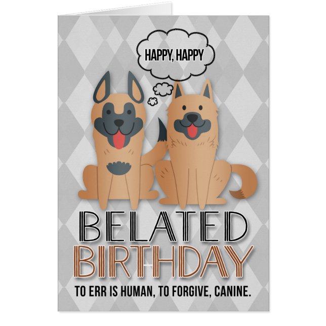 Belated Birthday Cute Cartoon Dogs (Front)