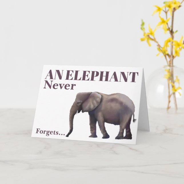 Belated Birthday Elephant  Card (Yellow Flower)