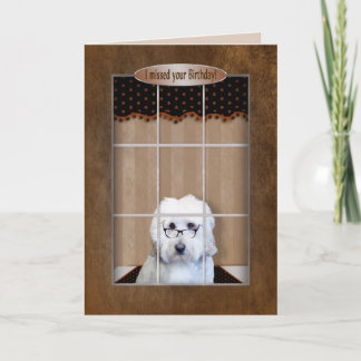 Belated Birthday - Golden Doodle - Window Card