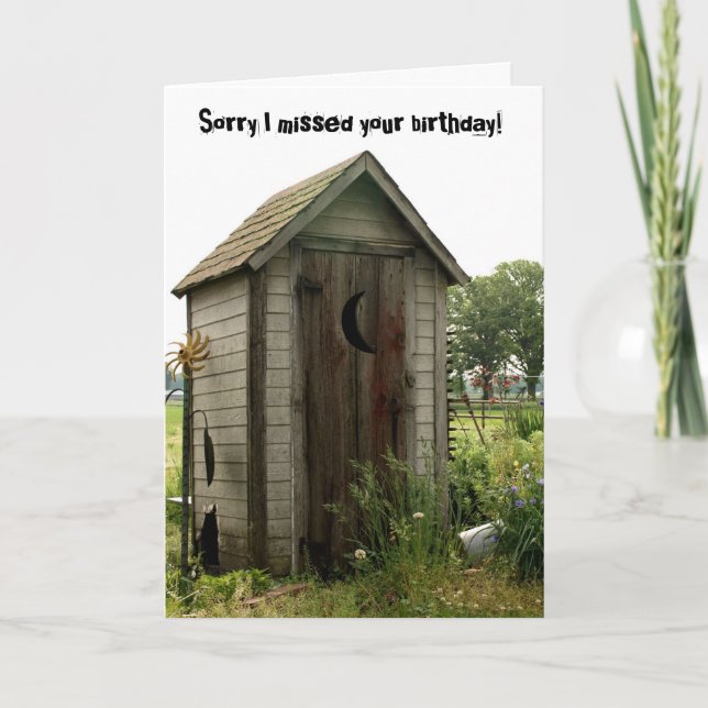 belated birthday, outhouse card (Front)
