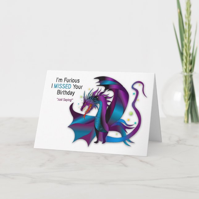 Belated Birthday Unhappy Fierce Dragon Card (Front)