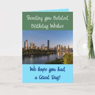 Belated birthday wishes add photo blue green card