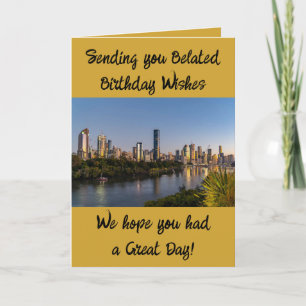 Belated birthday wishes add photo gold card