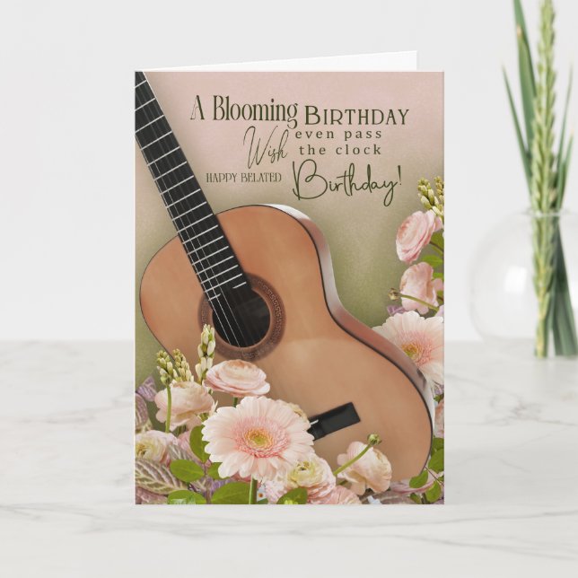 Belated Birthday Wishes For Guitar Music Lover Card (Front)
