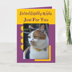 Belated birthday wishes just for you purple yellow card