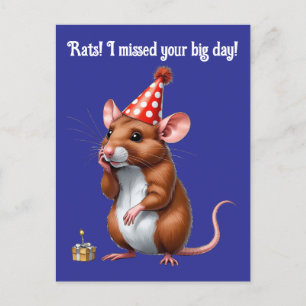 Belated Birthday Wishes with a Cute Rat Postcard