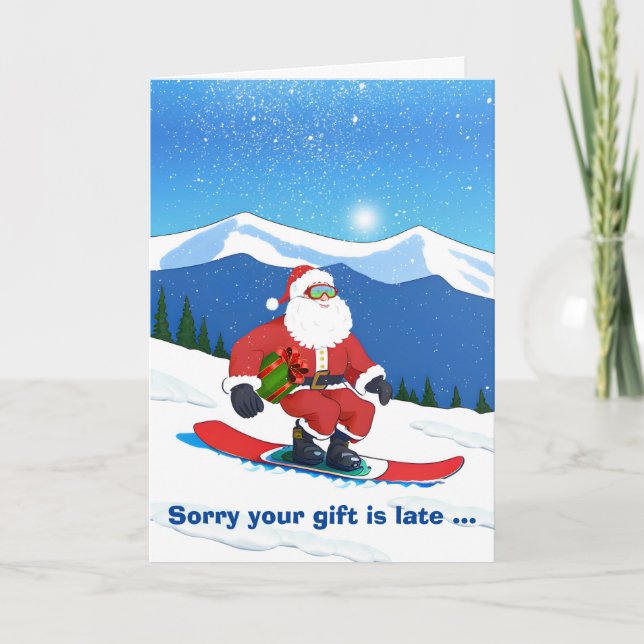 Belated Christmas Santa Claus Taking a Powder Holiday Card (Front)