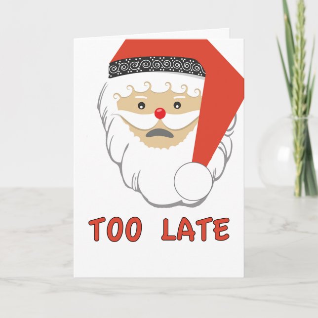 Belated Christmas Wishes from Sad Santa Claus Holiday Card (Front)
