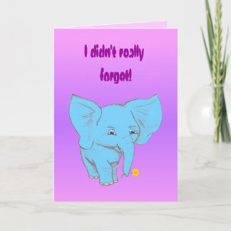belated elephant, card