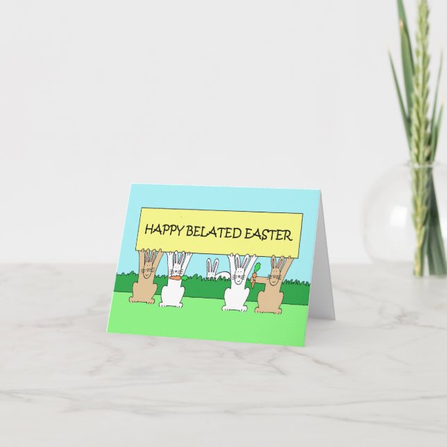 Belated Happy Easter Cute Bunnies Card (Front)