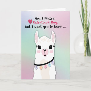 Belated Llamas Valentine’s Day Hearts Card