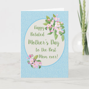 Belated Mother's Day Card, Apple Blossom, Sky Blue Card