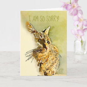 Belated Sorry Red Tabby Kitty Replaceable Photo Card