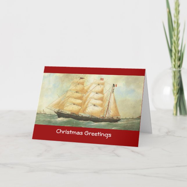 Belem, French Sailing ship, 1902 Holiday Card (Front)