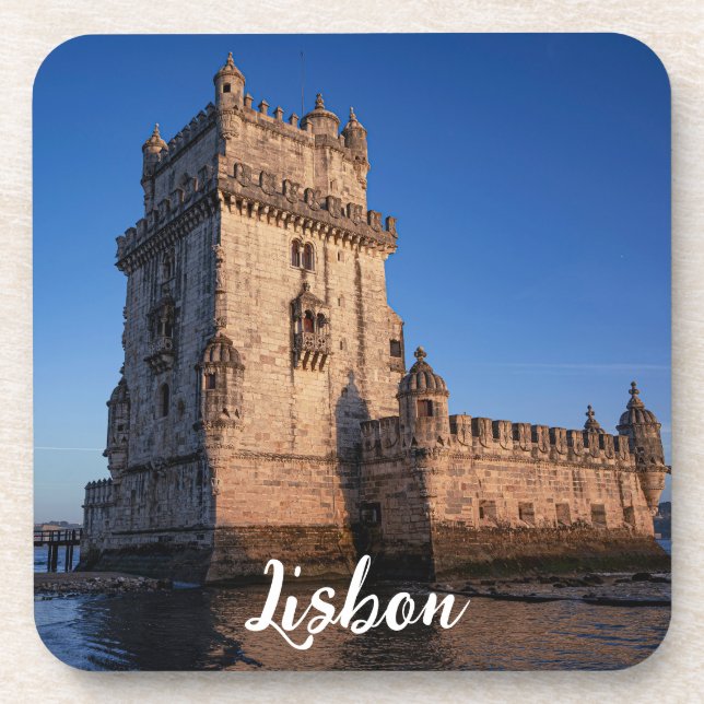 Belem tower at sunset in Lisbon, Portugal Coaster (Front)