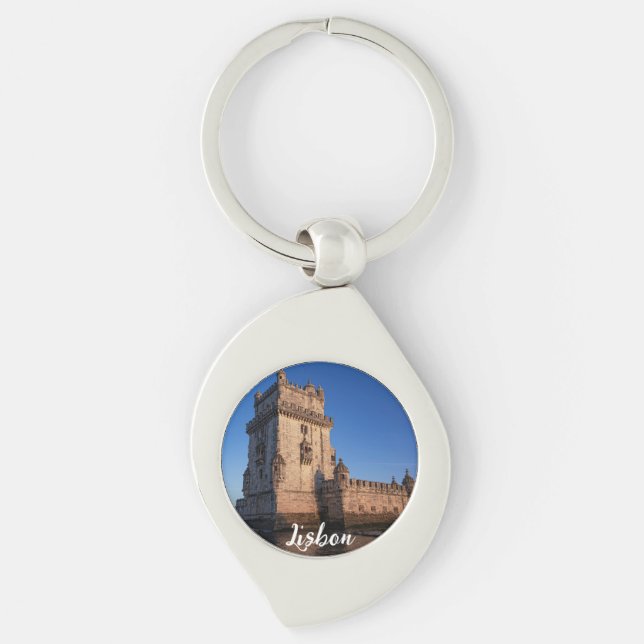Belem tower at sunset in Lisbon Portugal Key Ring (Front)