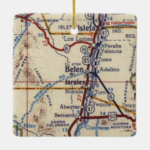 Belen New Mexico Vintage Map Ceramic Ornament
