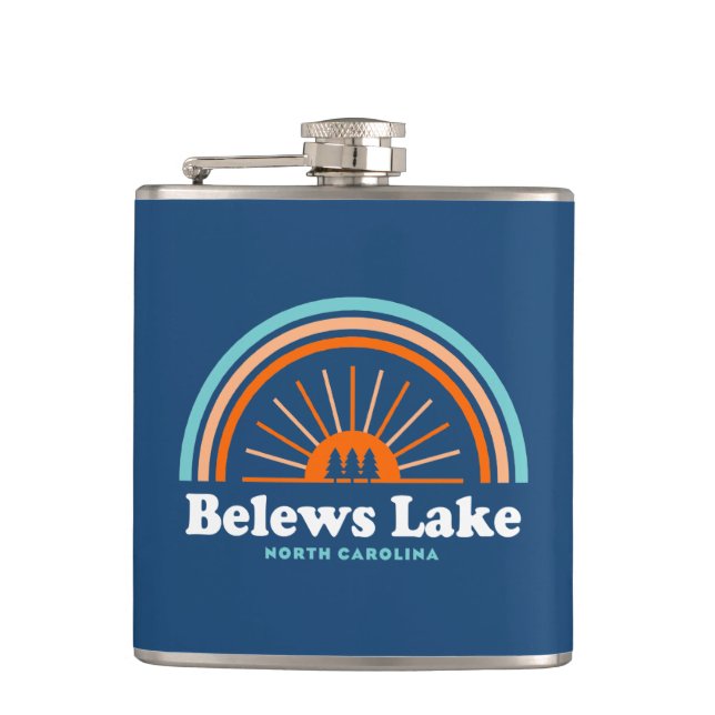 Belews Lake North Carolina Rainbow Hip Flask (Front)