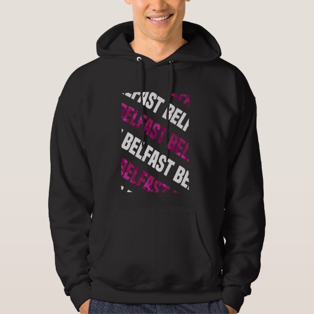 Belfast Camo Pattern Pink Camouflage Hoodie (Front)