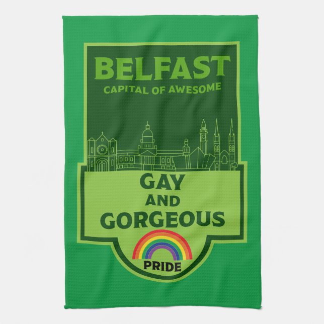 Belfast Gay Pride - Brighton Ireland LGBT - Tea Towel (Vertical)