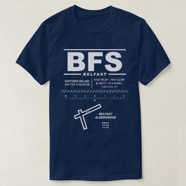 Belfast International Airport BFS T-Shirt (Design Front)