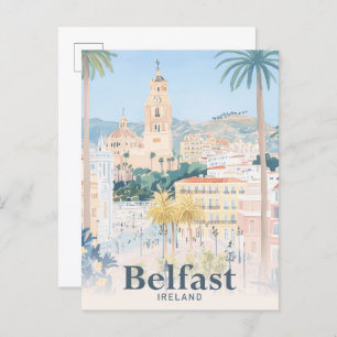 Belfast Ireland Watercolor Travel Illustration Postcard