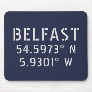 Belfast Latitude Longitude Mouse Mat