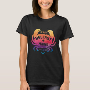 Belfast Maine Souvenir Dirigo Crab Cute Rainbow Ti T-Shirt