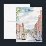 Belfast North Ireland Gouache Illustration Travel Postcard<br><div class="desc">Belfast North Ireland Gouache Paint Illustration soft pastel colour vintage style</div>