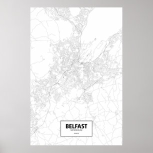 Belfast, Northern Ireland (black on white) Poster