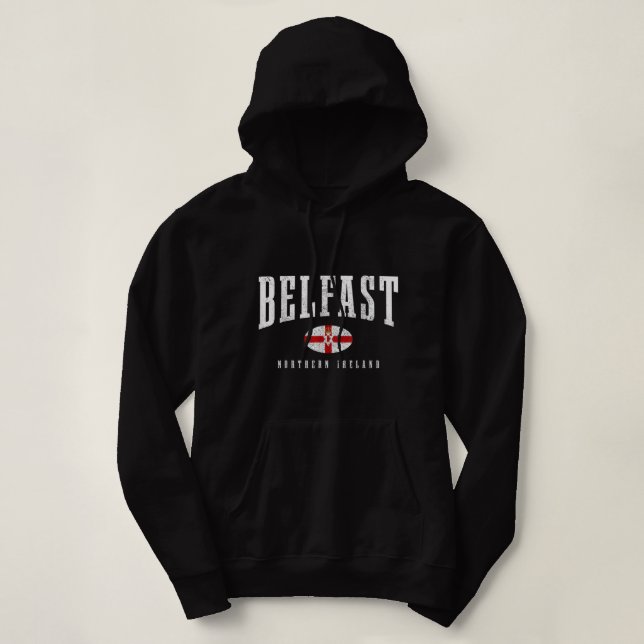 Belfast Northern Ireland Flag Irish  Hoodie (Design Front)