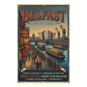 Belfast Northern Ireland Retro Travel Poster