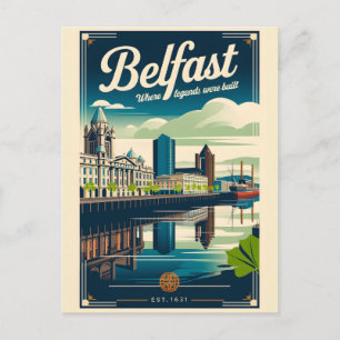 Belfast Northern Ireland Retro Travel Poster Art Holiday Postcard