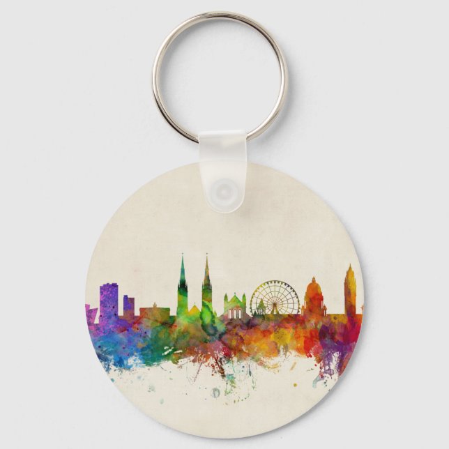 Belfast Northern Ireland Skyline Key Ring (Front)