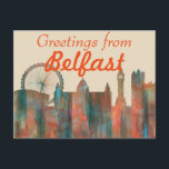 BELFAST, NORTHERN IRELAND SKYLINE POSTCARD<br><div class="desc">Product featuring a Belfast skyline</div>