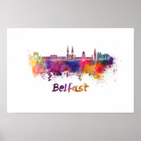Belfast skyline in watercolor