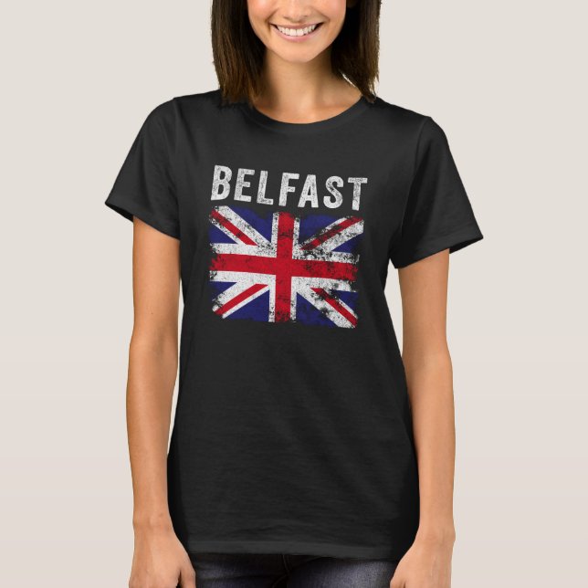 Belfast UK Flag British Souvenir Cool T-Shirt (Front)