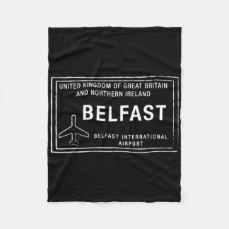 Belfast Uk Pport Stamp Vacation Travel Souvenir Fleece Blanket