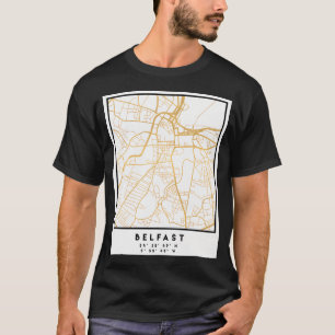 Belfast United Kingdom City Street Map Art T-Shirt
