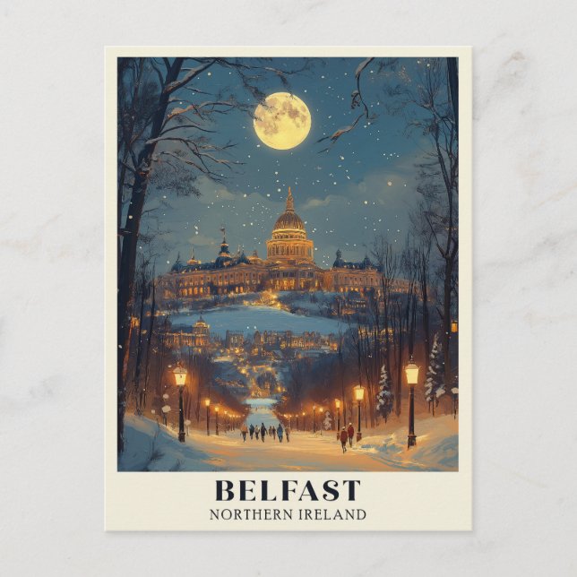 Belfast Winter Night scene  Postcard (Front)